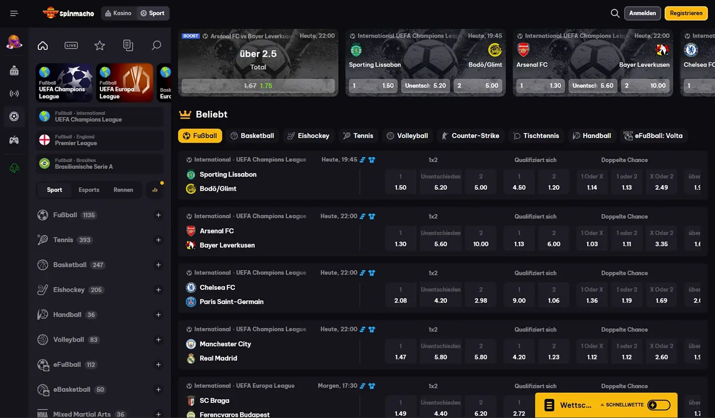 Spinmacho Casino Sportwetten