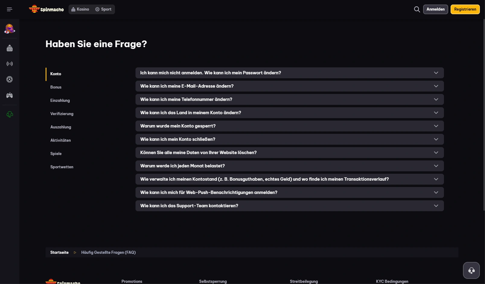 Spinmacho Casino Kundensupport